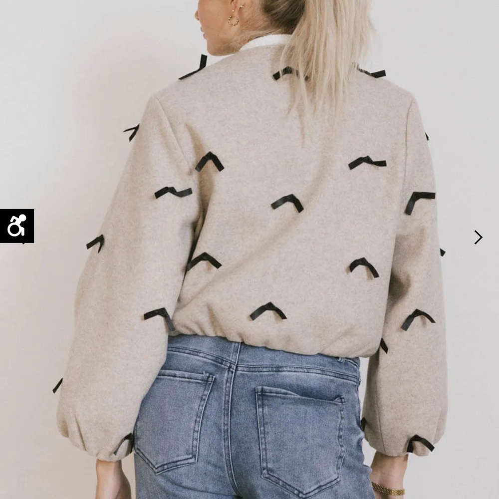 Leona Mini Bows Bomber Jacket - Picture 2 of 4